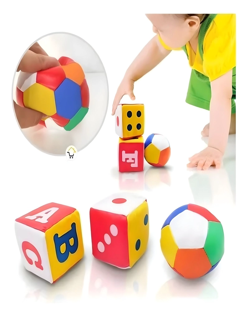 JUGUETE DIDÁCTICO MULTICOLOR PELOTA Y DADOS DE ESPONJA 3 PCS 28N3 - 4