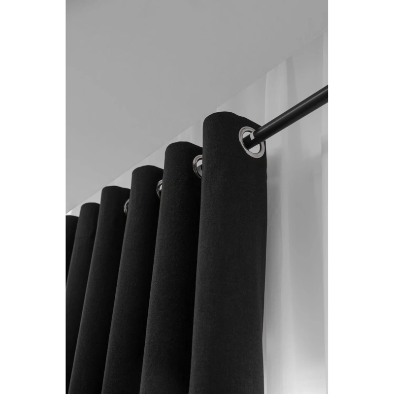 SET CORTINAS  2 PAÑOS ENGOMADAS TEXTURIZADA 140X220 NEGRA - 3