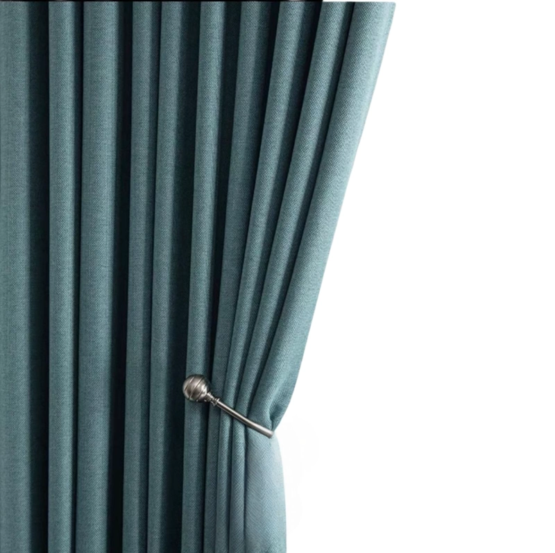 SET CORTINAS  2 PAÑOS ENGOMADAS TEXTURIZADA 140X220 TURQUESA - 3