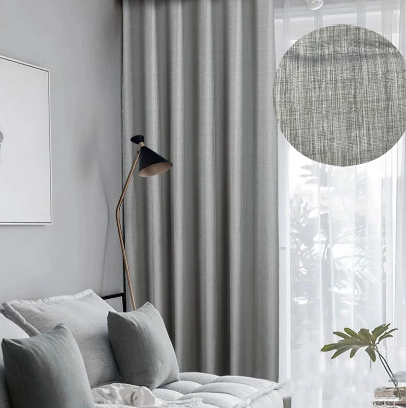 SET CORTINAS  2 PAÑOS ENGOMADAS TEXTURIZADA 140X220 GRIS - 1