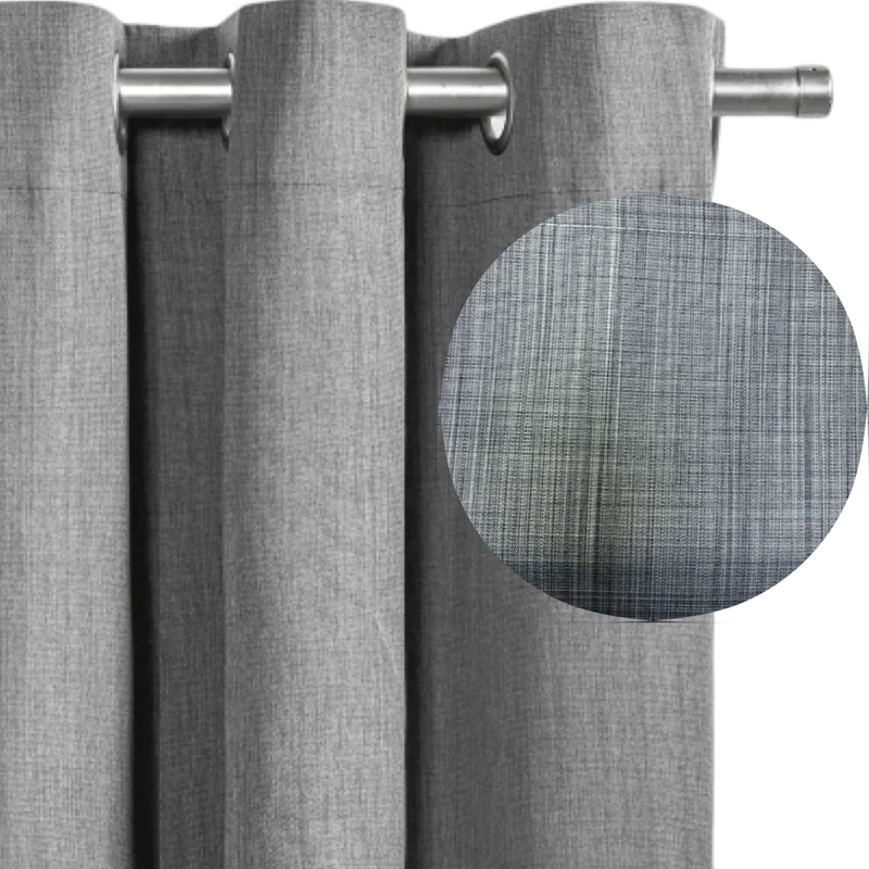SET CORTINAS  2 PAÑOS ENGOMADAS TEXTURIZADA 140X220 GRIS - 2