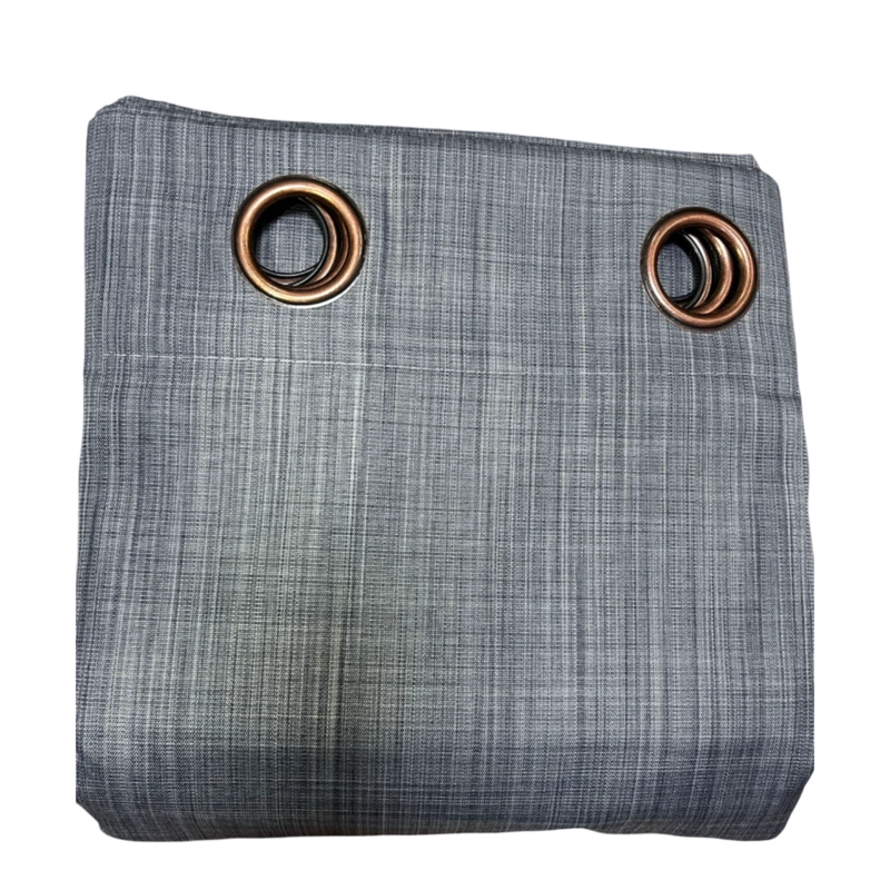SET CORTINAS  2 PAÑOS ENGOMADAS TEXTURIZADA 140X220 GRIS - 3