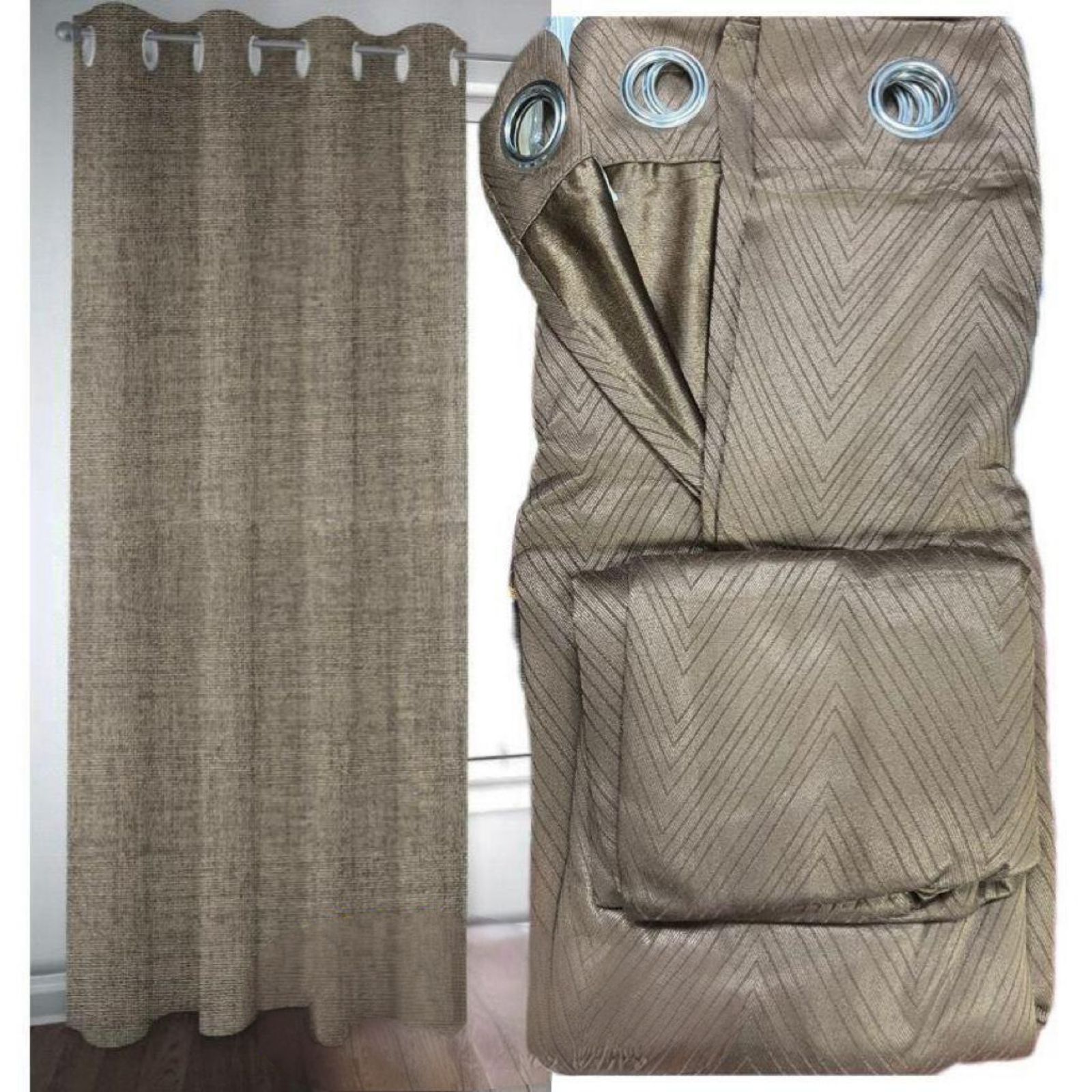 CORTINA CON RELIEVE 2 PAÑO 140X230 BRONCE - 1
