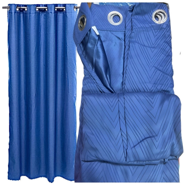CORTINA CON RELIEVE 2 PAÑO 140X230  AZUL - 1