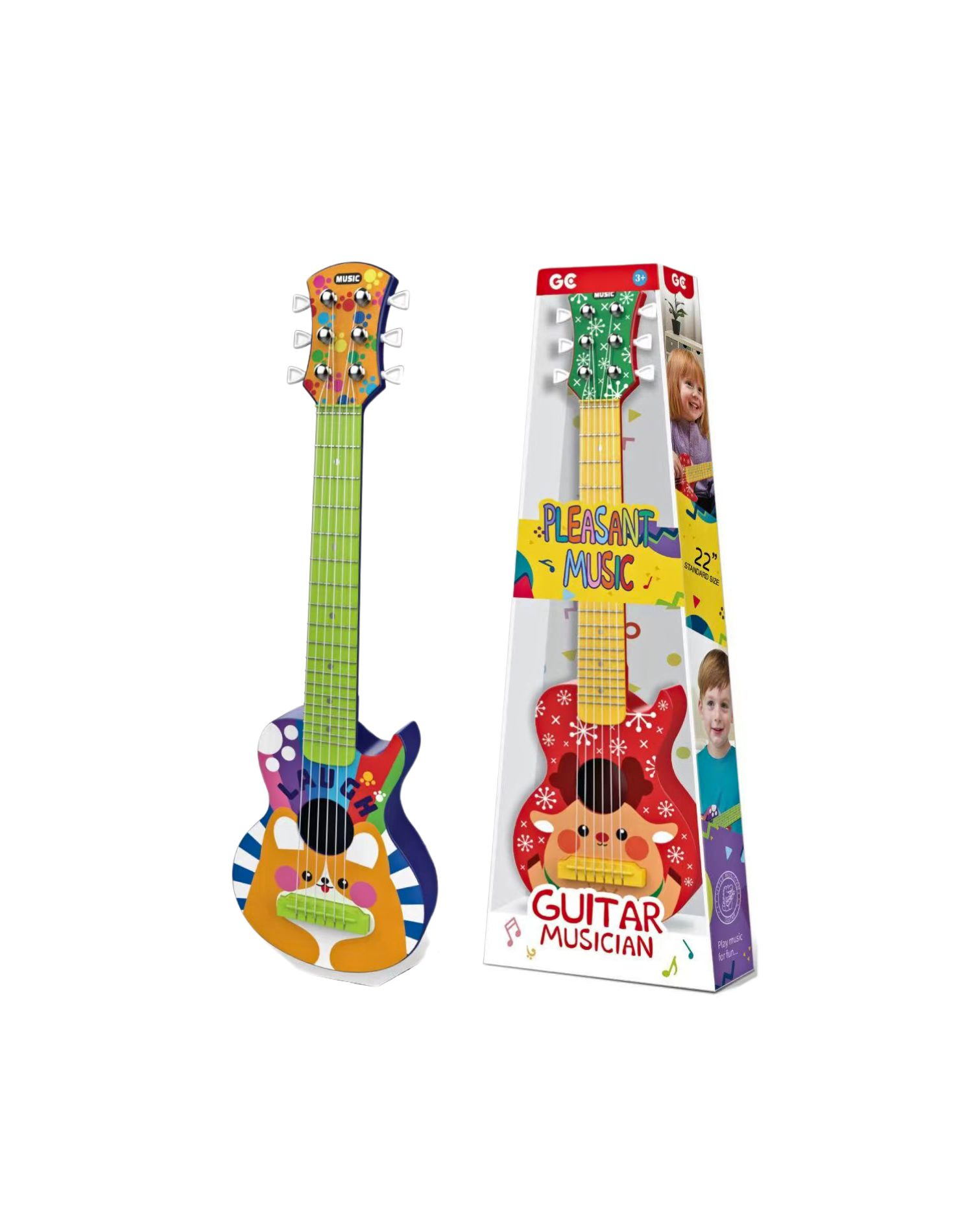 JUGUETE INTERACTIVO MUSICAL GUITARRA CUERDAS 56 CM VERDE CON AZUL - 1