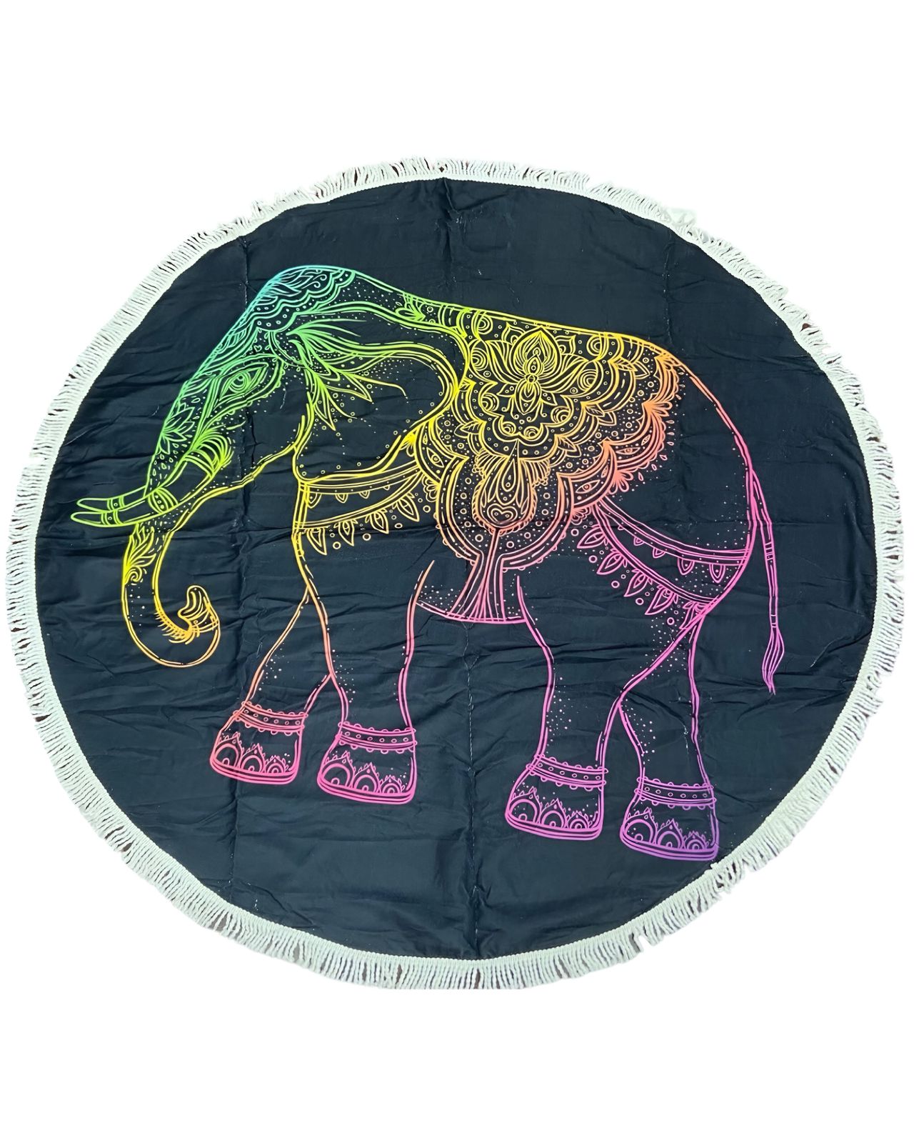 TOALLA MANTA REDONDA PLAYERA CON DISEÑO ELEFANTE - 1