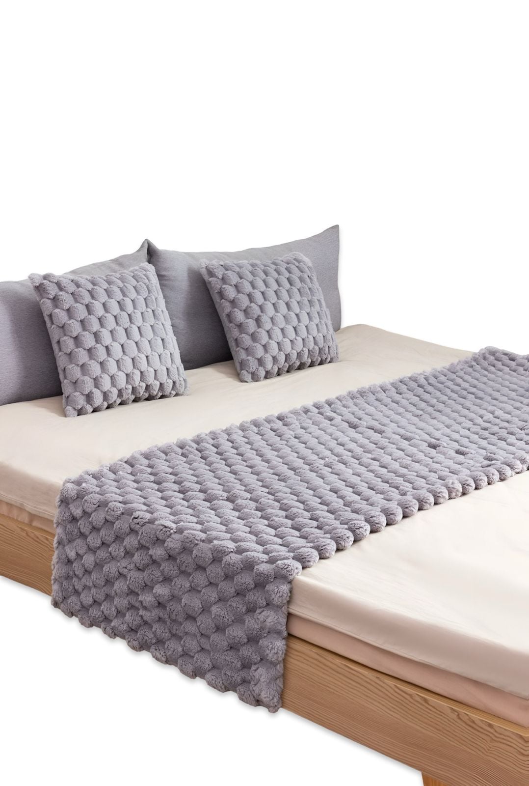 JUEGO DE PIECERA DE CAMA CON 2 FUNDAS MODELO PERLA GRIS - 3