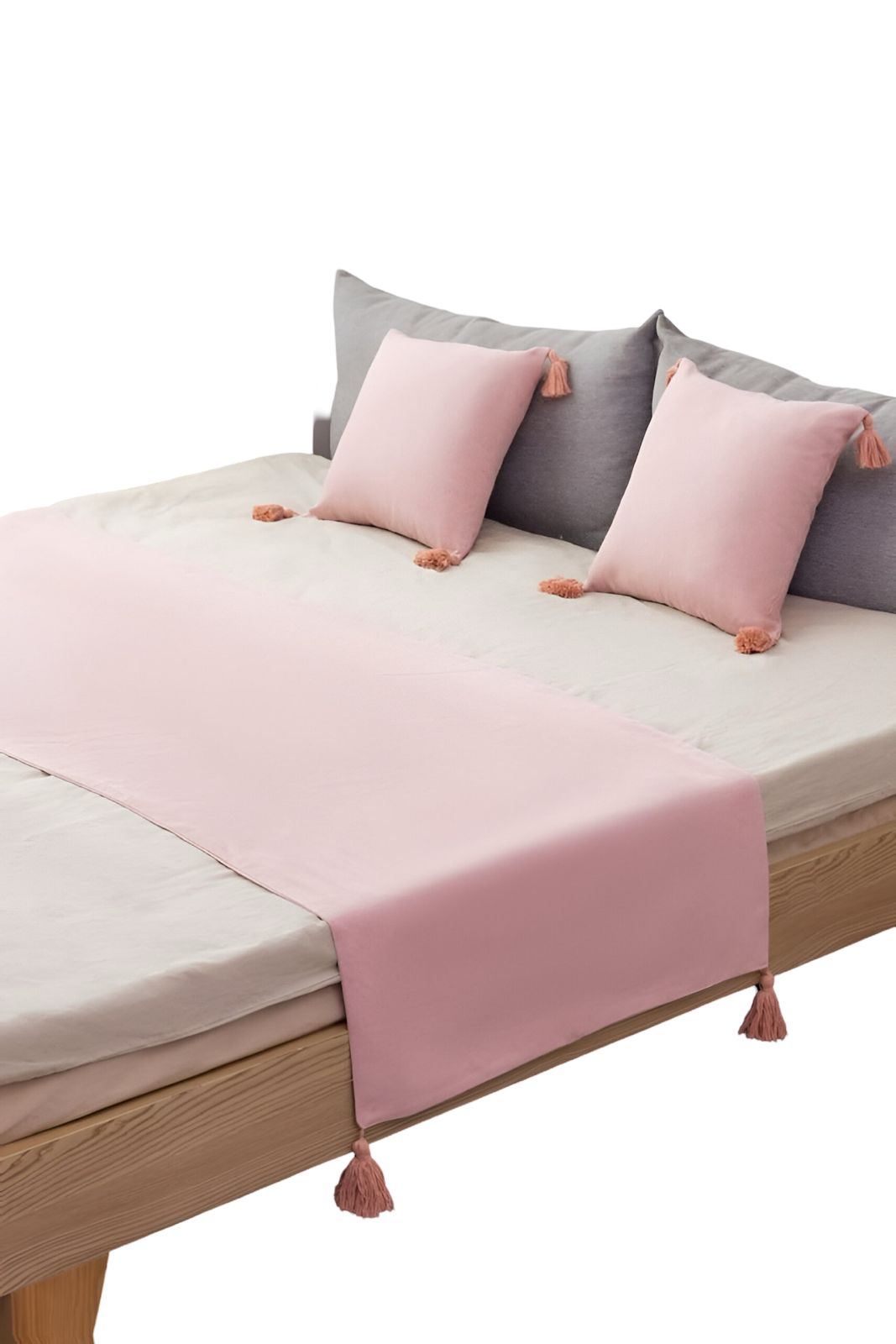 PIECERA DE CAMA DECORATIVA MODELO LINO ROSADO - 2