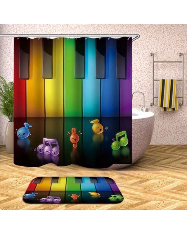 CORTINA DE BAÑO MAS FORRO DE DUCHA IMPERMEABLE - 2