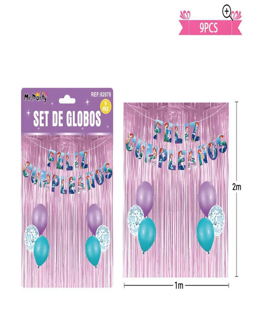 SET DE DECORACION CUMPLEAÑOS LA SIRENITA MORADO - 2