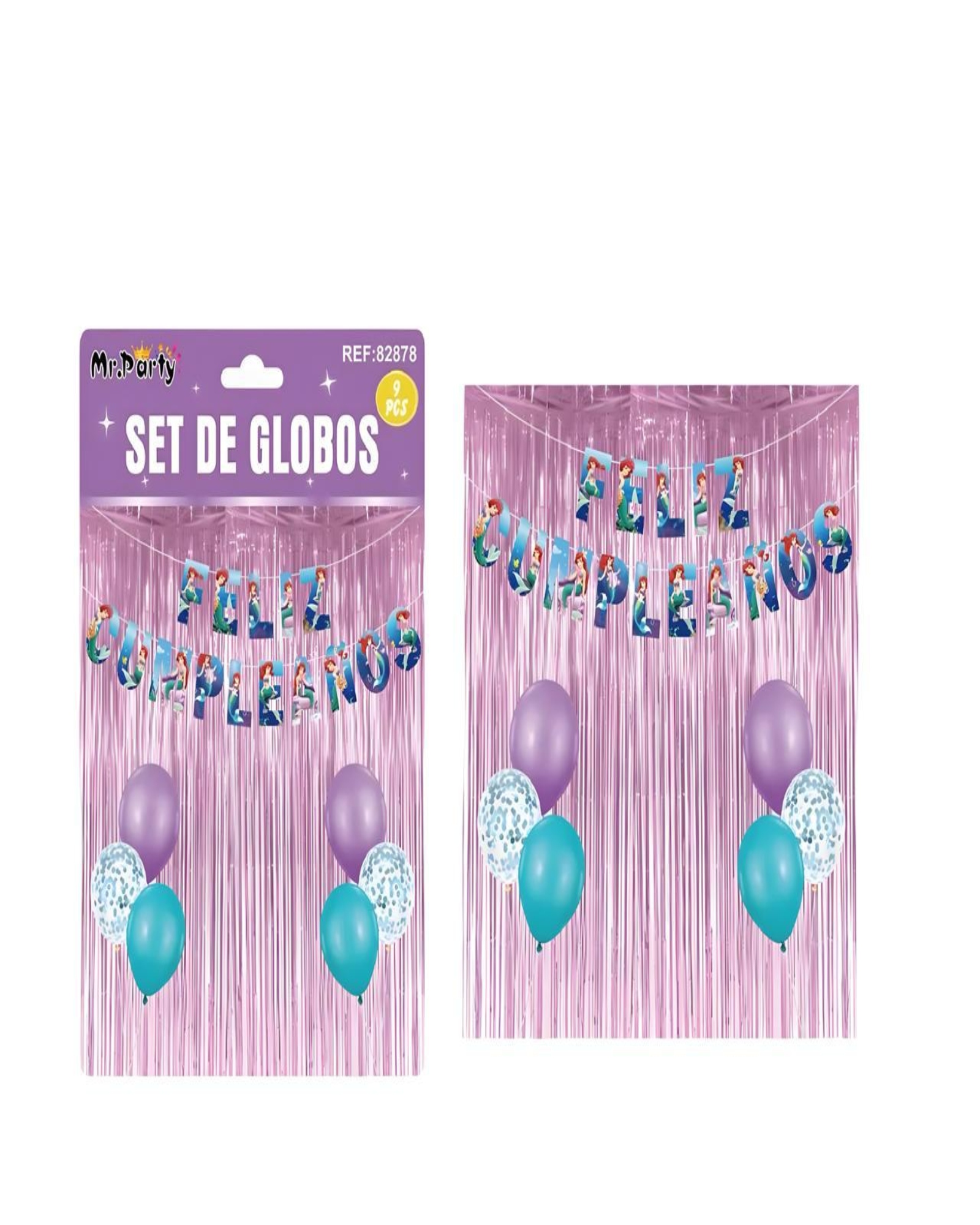 SET DE DECORACION CUMPLEAÑOS LA SIRENITA MORADO - 3