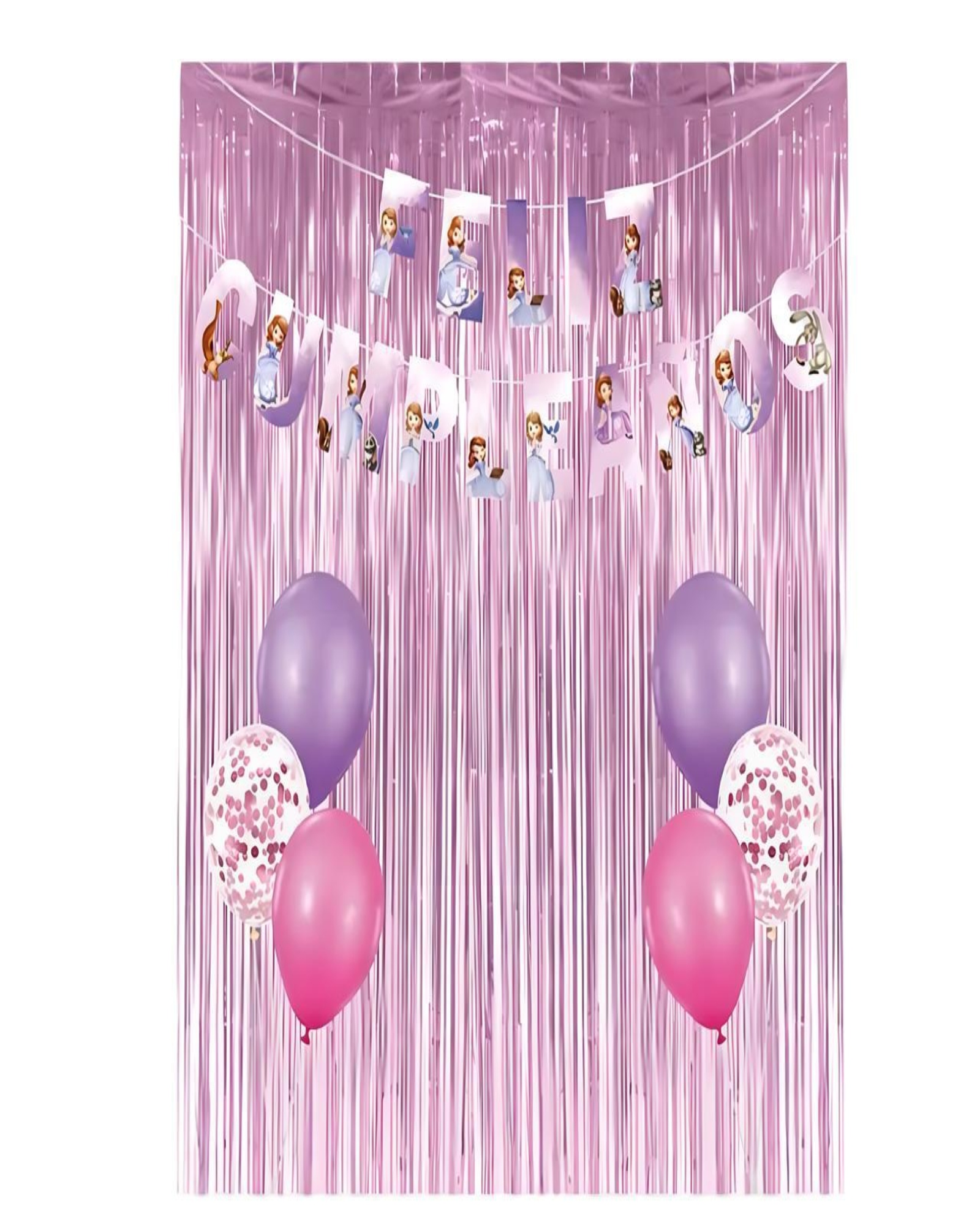 SET DE DECORACION CUMPLEAÑOS PRINCESA ROSADO - 1