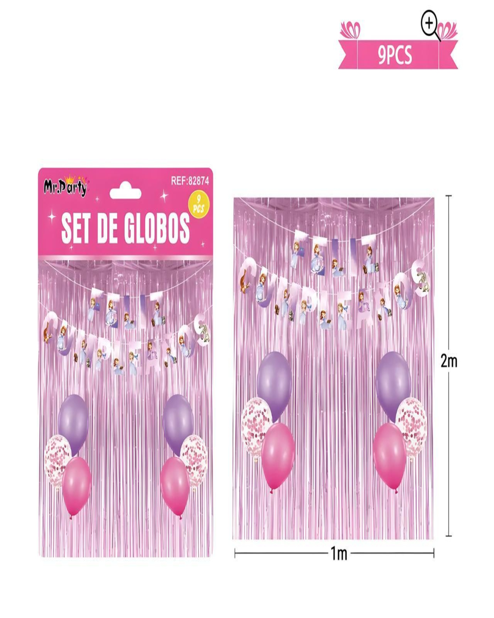 SET DE DECORACION CUMPLEAÑOS PRINCESA ROSADO - 2