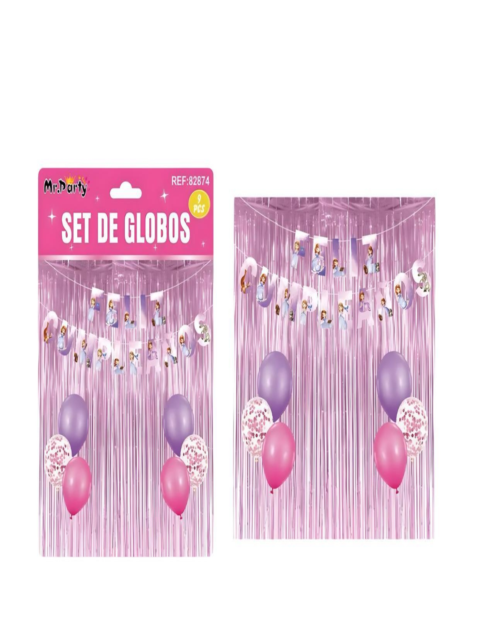 SET DE DECORACION CUMPLEAÑOS PRINCESA ROSADO - 3