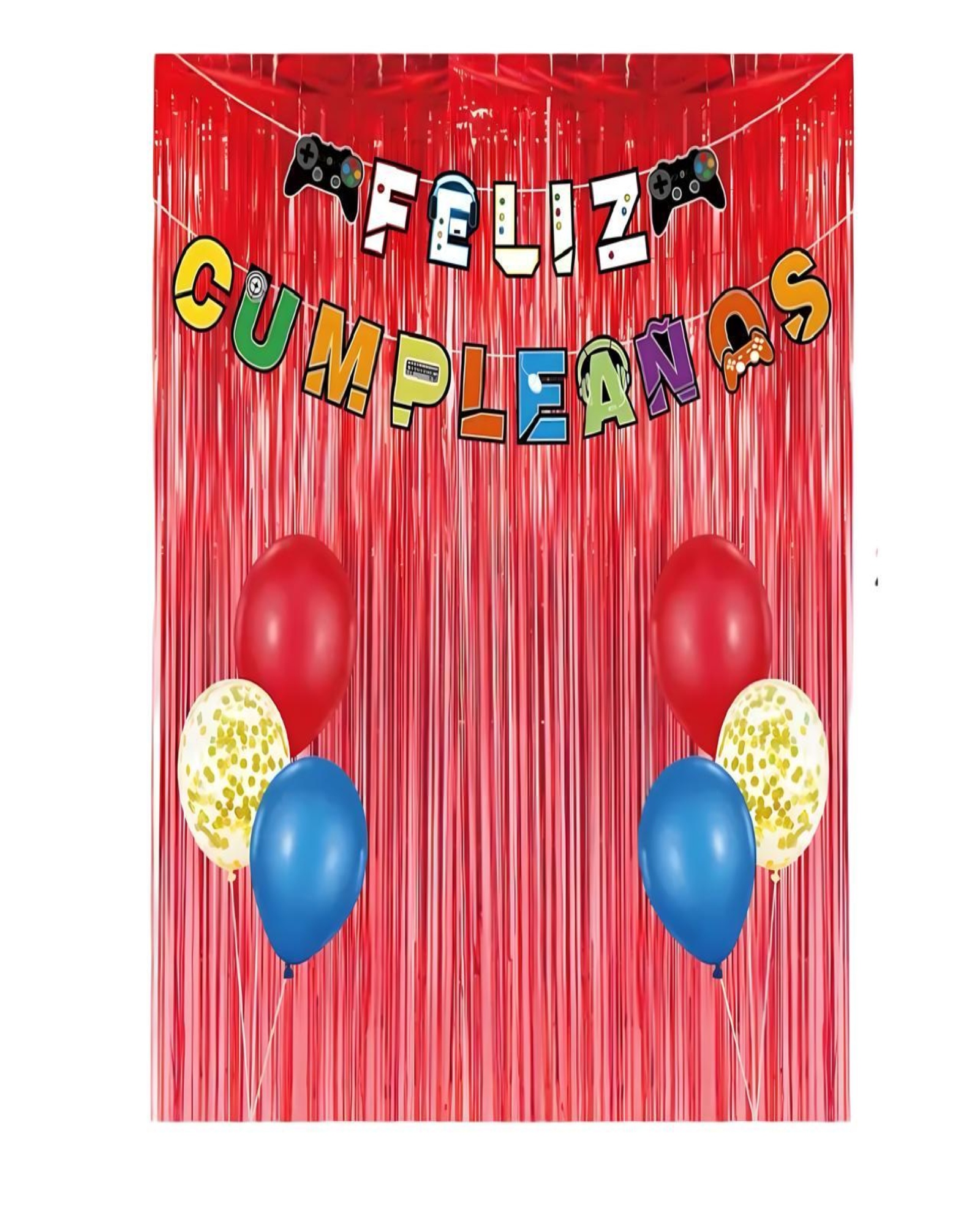 SET DE DECORACION CUMPLEAÑOS VIDEO JUEGO ROJO - 1