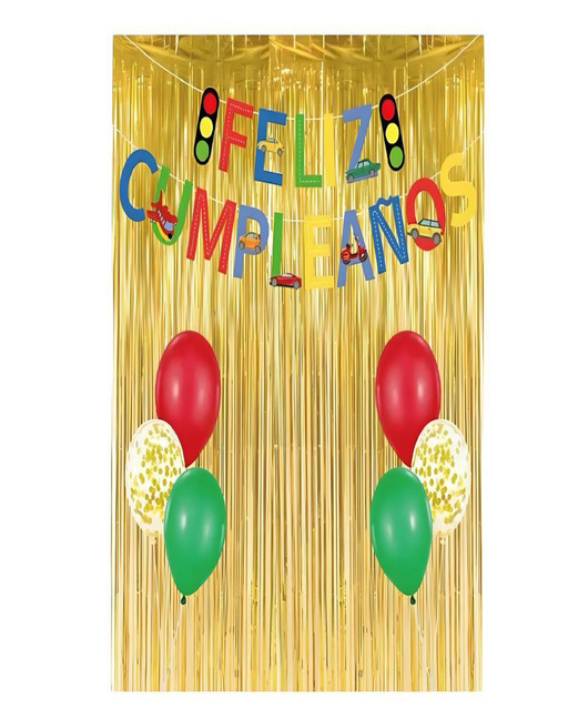 SET DE DECORACION CUMPLEAÑOS AUTO AMARILLO - 1