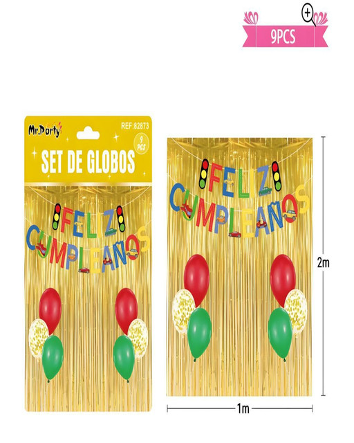 SET DE DECORACION CUMPLEAÑOS AUTO AMARILLO - 2