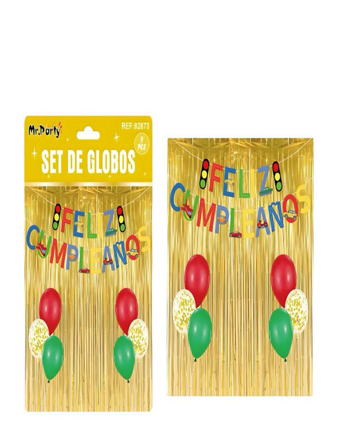 SET DE DECORACION CUMPLEAÑOS AUTO AMARILLO - 3