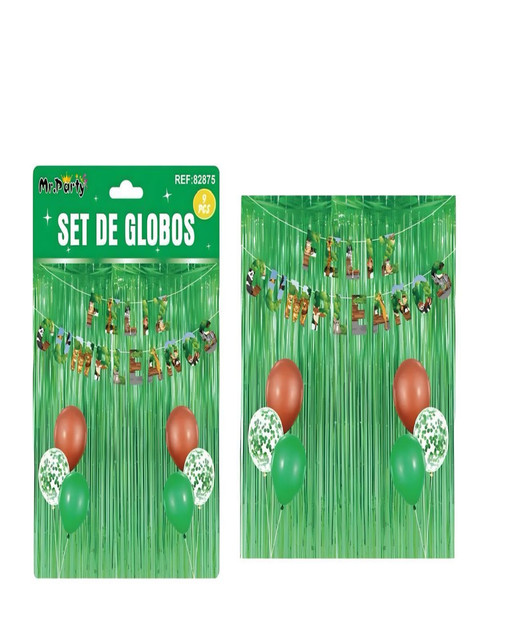 SET DE DECORACION CUMPLEAÑOS ZOOLOGICO VERDE - 3