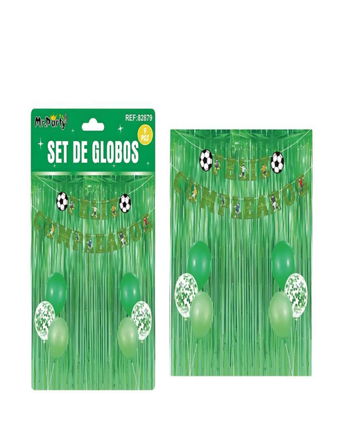 SET DE DECORACION CUMPLEAÑOS FUTBOL VERDE - 3