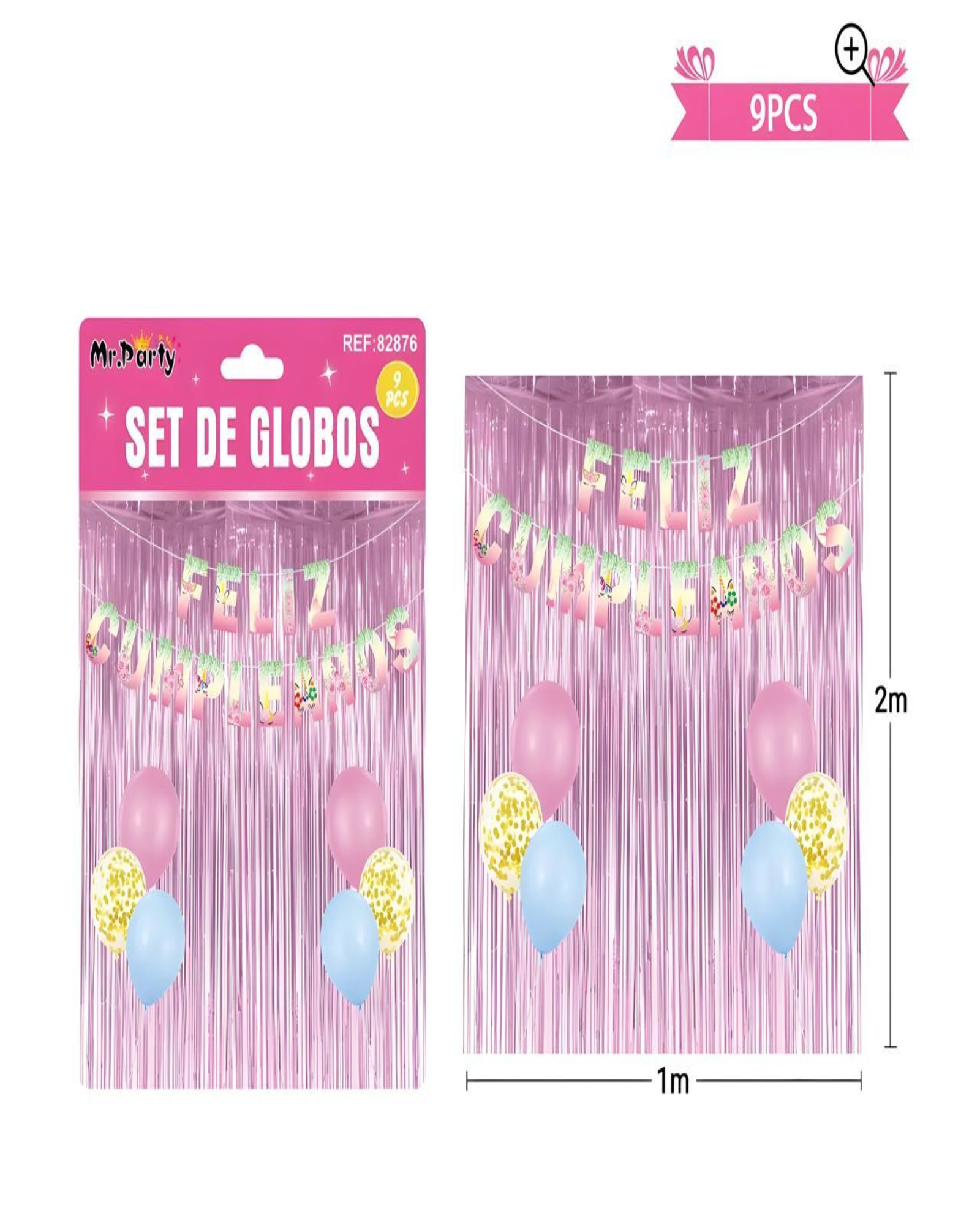SET DE DECORACION CUMPLEAÑOS UNICORNIO ROSADO - 2