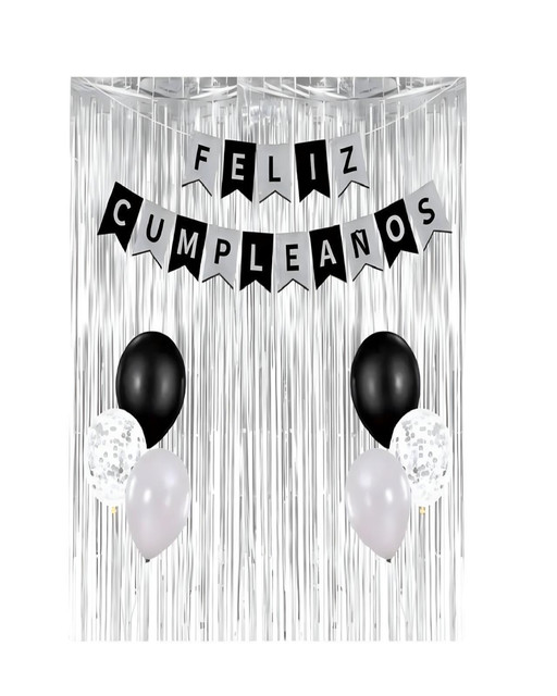 SET DE DECORACION CUMPLEAÑOS NEGRO - 1