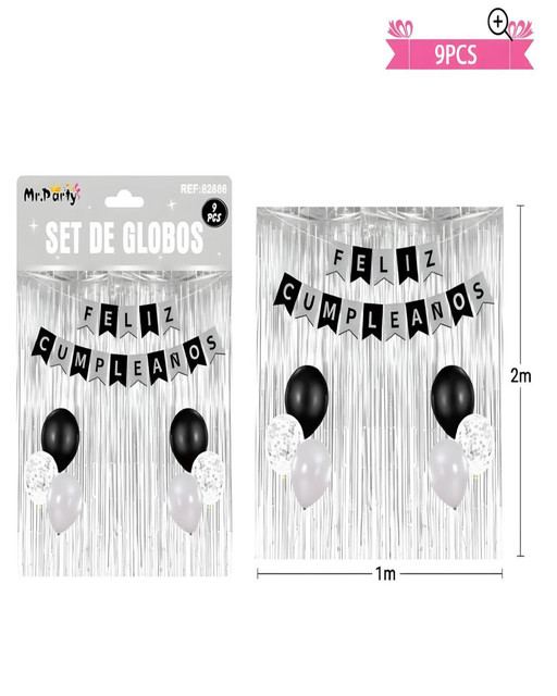 SET DE DECORACION CUMPLEAÑOS NEGRO - 2