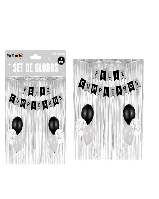 SET DE DECORACION CUMPLEAÑOS NEGRO - 3