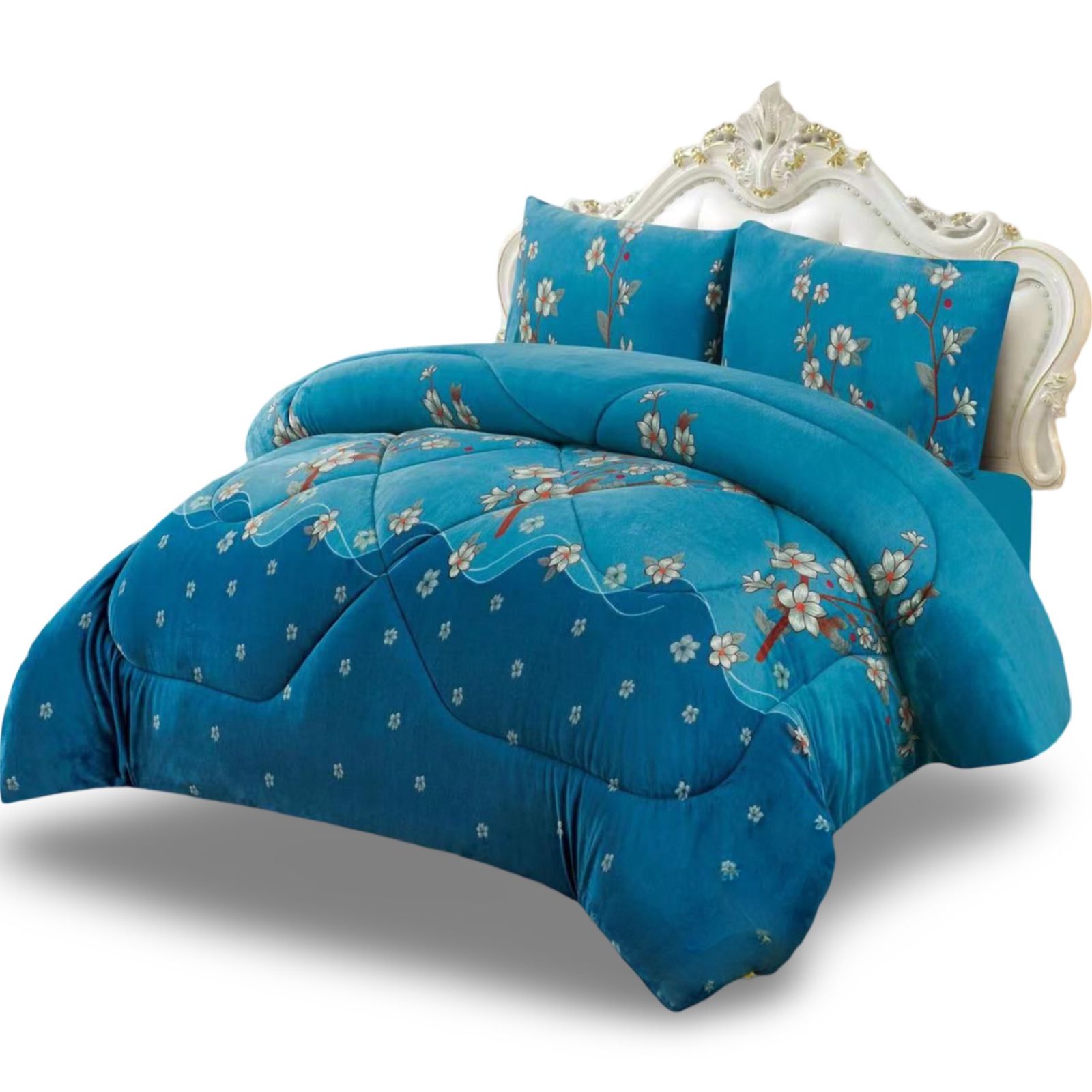 COBERTOR CHIPORRO AZUL 2 PLAZAS +2 FUNDAS DE ALMOHADA - 3