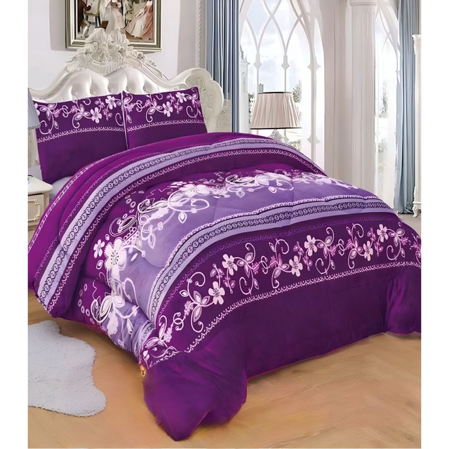 COBERTOR CHIPORRO MORADO 2 PLAZAS +2 FUNDAS DE ALMOHADA - 1