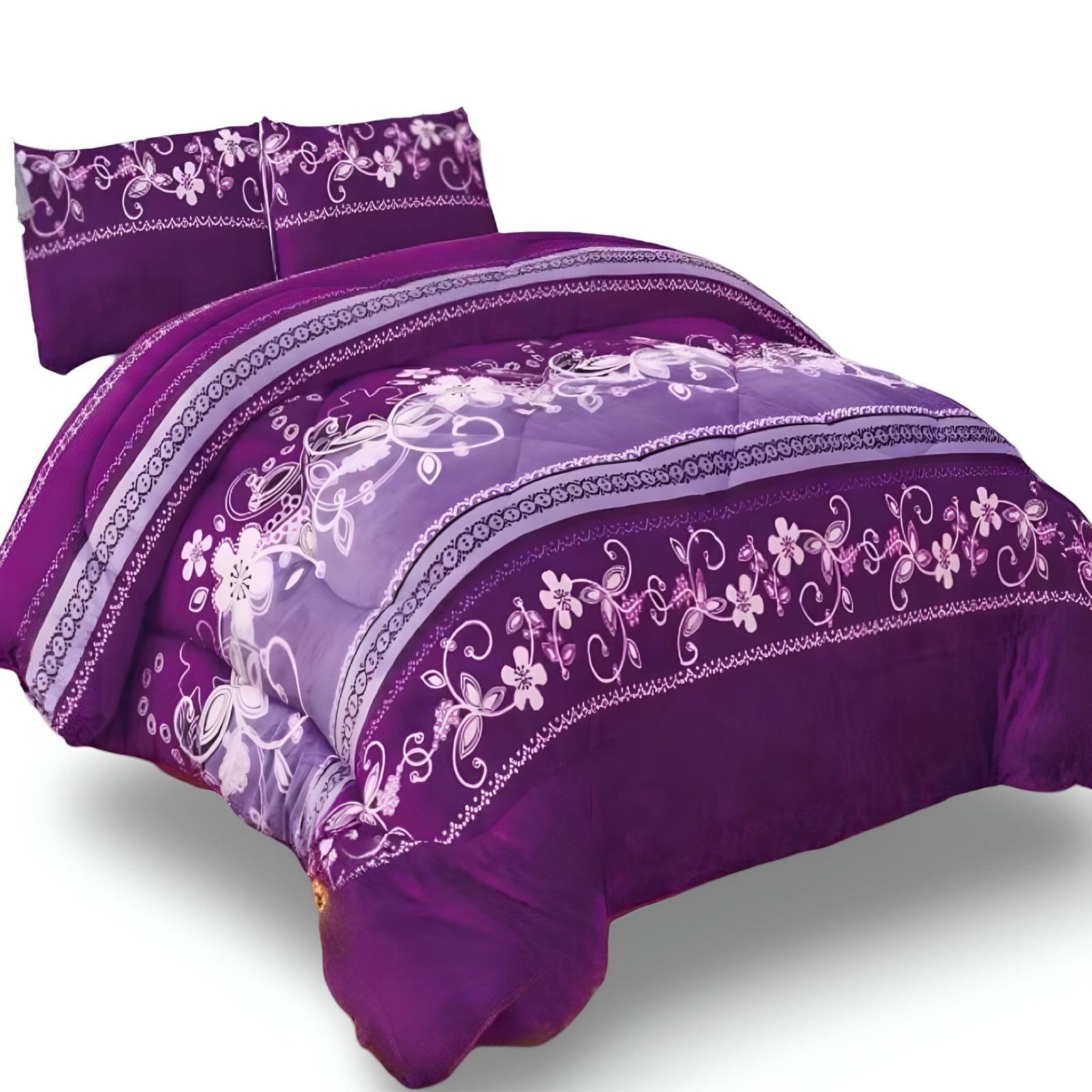 COBERTOR CHIPORRO MORADO 2 PLAZAS +2 FUNDAS DE ALMOHADA - 2
