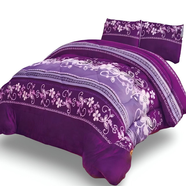 COBERTOR CHIPORRO MORADO 2 PLAZAS +2 FUNDAS DE ALMOHADA - 3