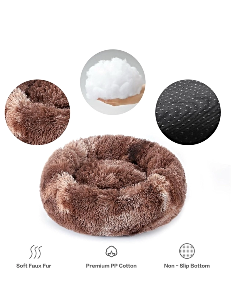 CAMA COJIN DE CHIPORRO REDONDO PARA MASCOTAS  60CM CAFÉ - 4