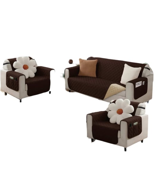 JUEGO DE 2 FUNDA SOFÁ SILLÓN 3 CUERPOS SOBREPONER BICOLOR - 3