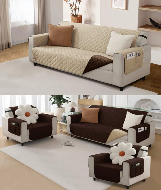 JUEGO DE 2 FUNDA SOFÁ SILLÓN 3 CUERPOS SOBREPONER BICOLOR - 4