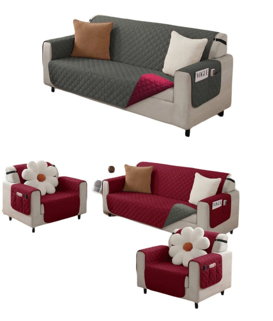 JUEGO DE 3 -1 -1 FUNDA SOFÁ SILLÓN SOBREPONER BICOLOR - 1