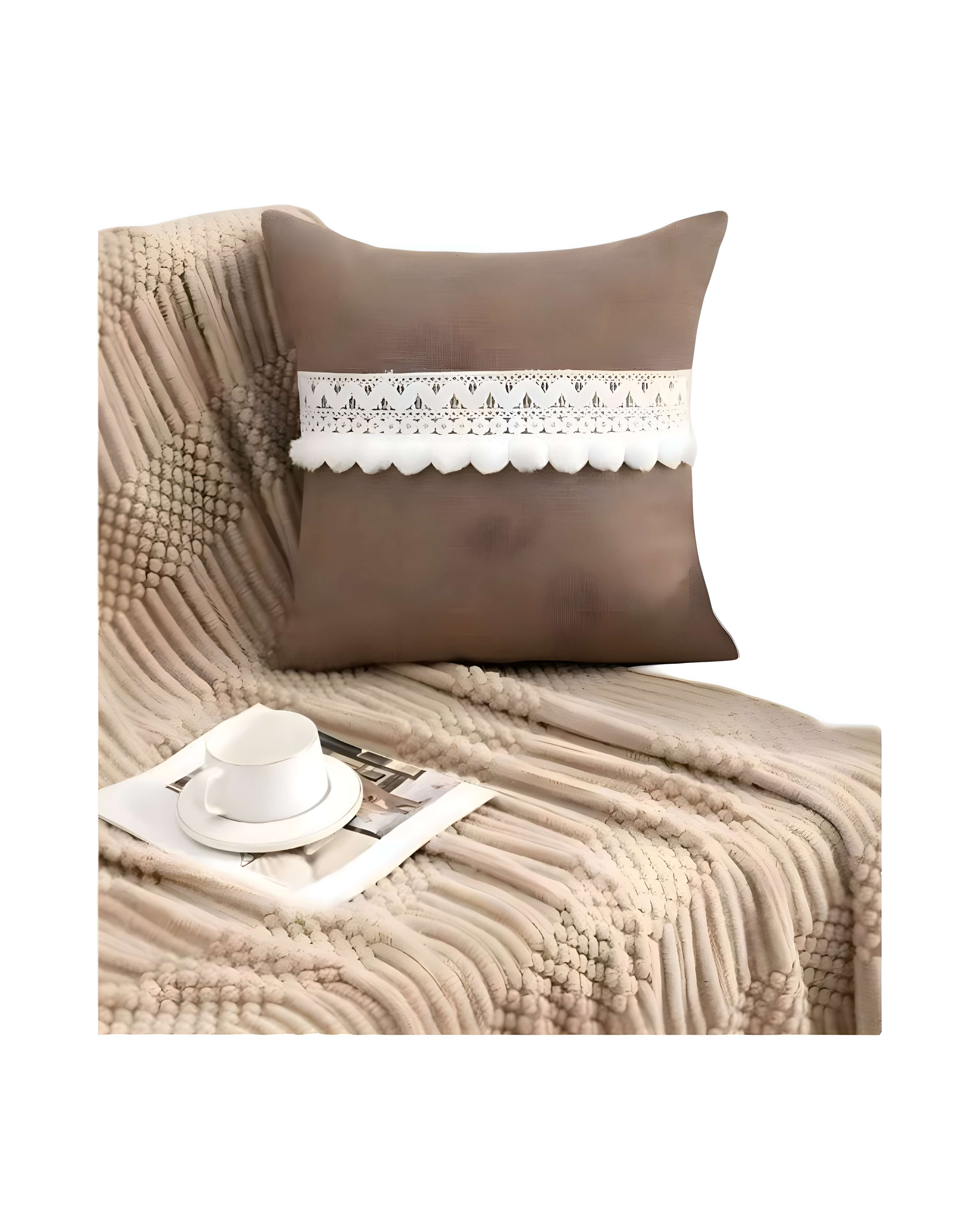 SET DE 4 FUNDAS DE COJIN CON POMPON 45X45 S8 - 1