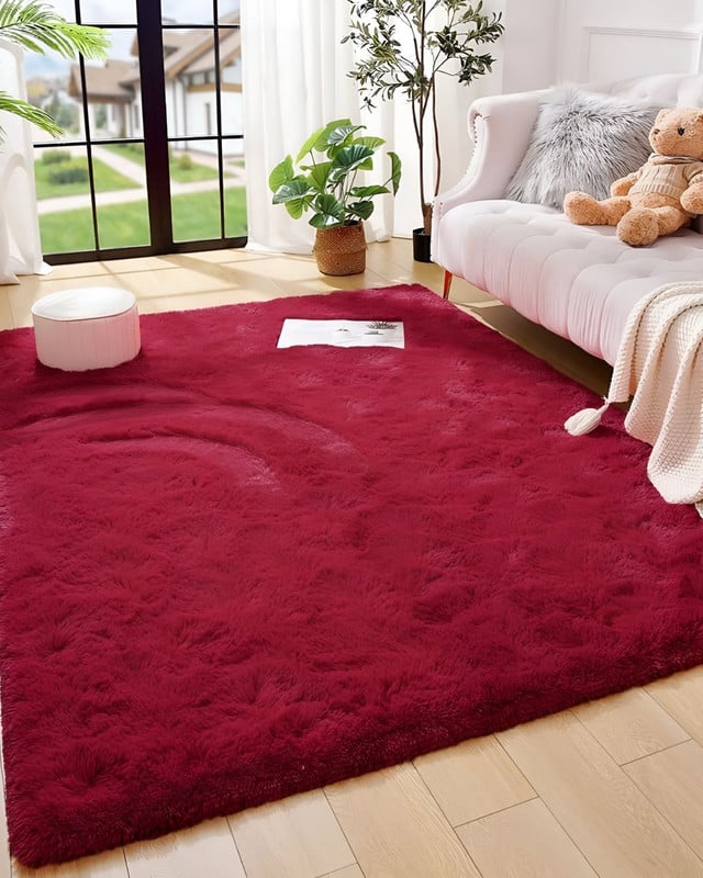ALFOMBRA PELUDA SUAVE 200 X 300 CM PRIMERA CALIDAD BURDEO - 1