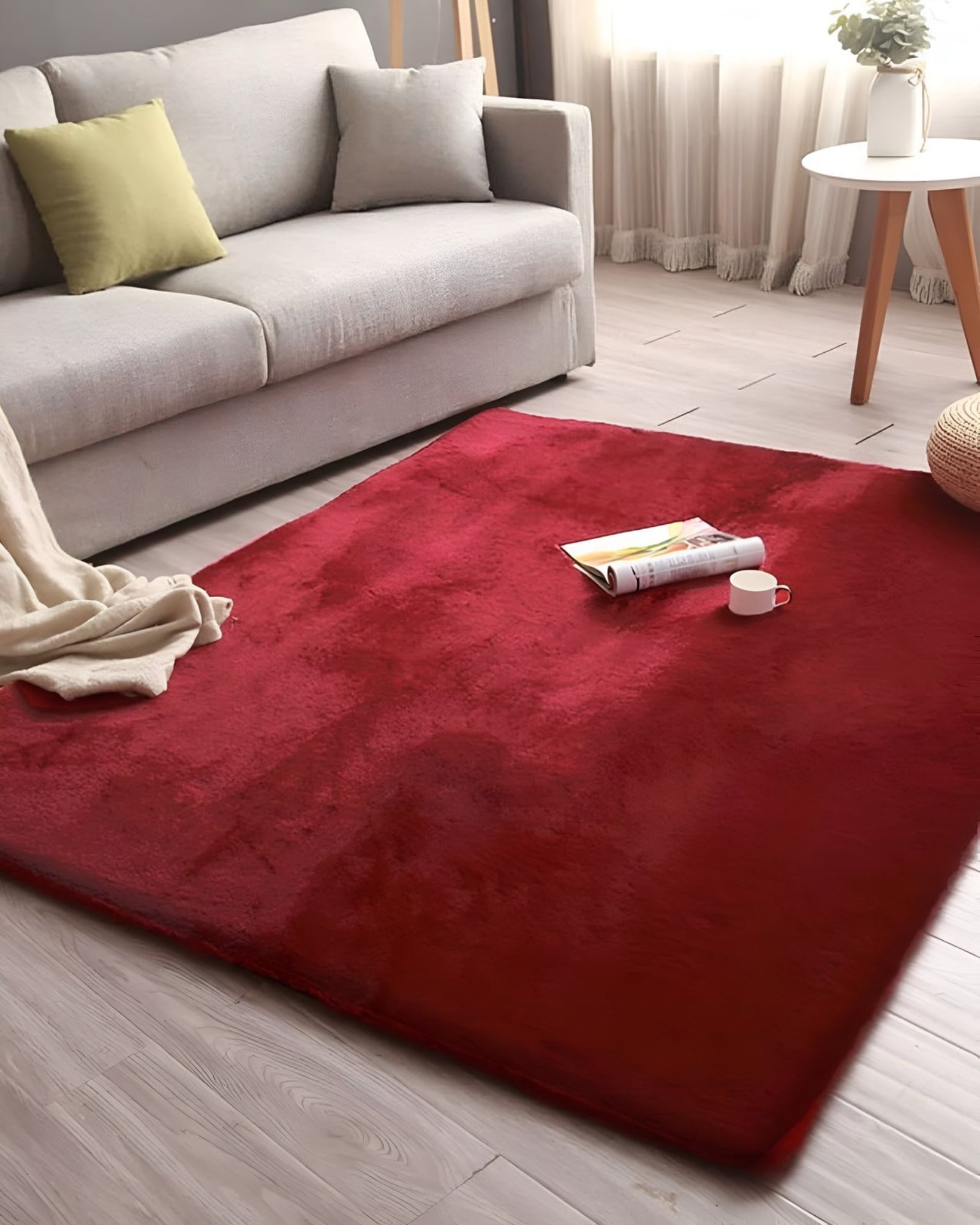 ALFOMBRA PELUDA SUAVE 200 X 300 CM PRIMERA CALIDAD BURDEO - 2