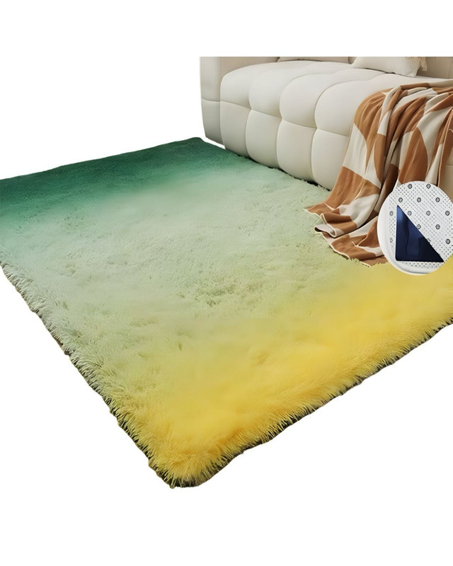 ALFOMBRA PELUDA SUAVE 240 X 200 CM PRIMERA CALIDAD VERDE JASPEADO - 1