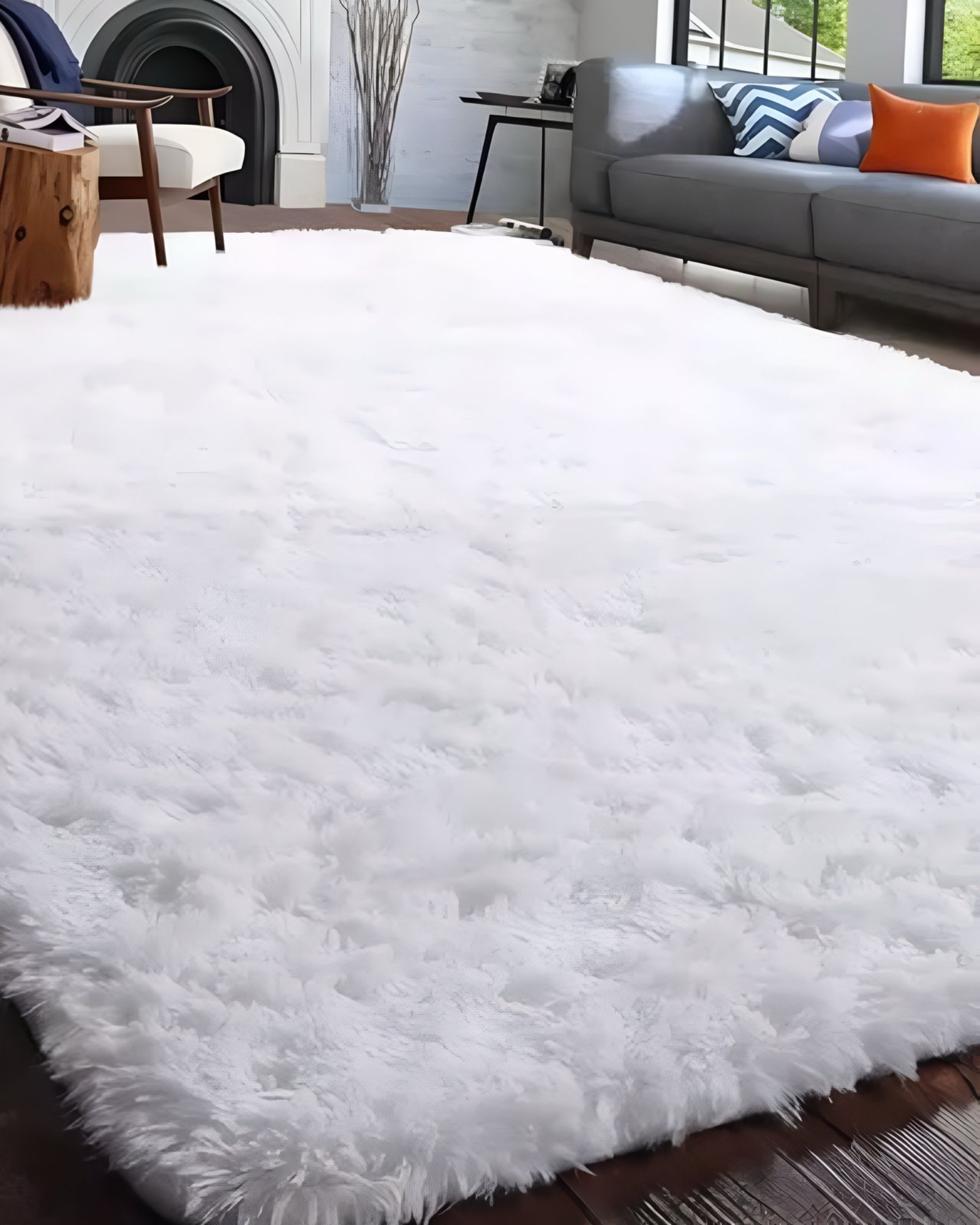 ALFOMBRA PELUDA SUAVE 180 X 200 CM PRIMERA CALIDAD BLANCO - 3