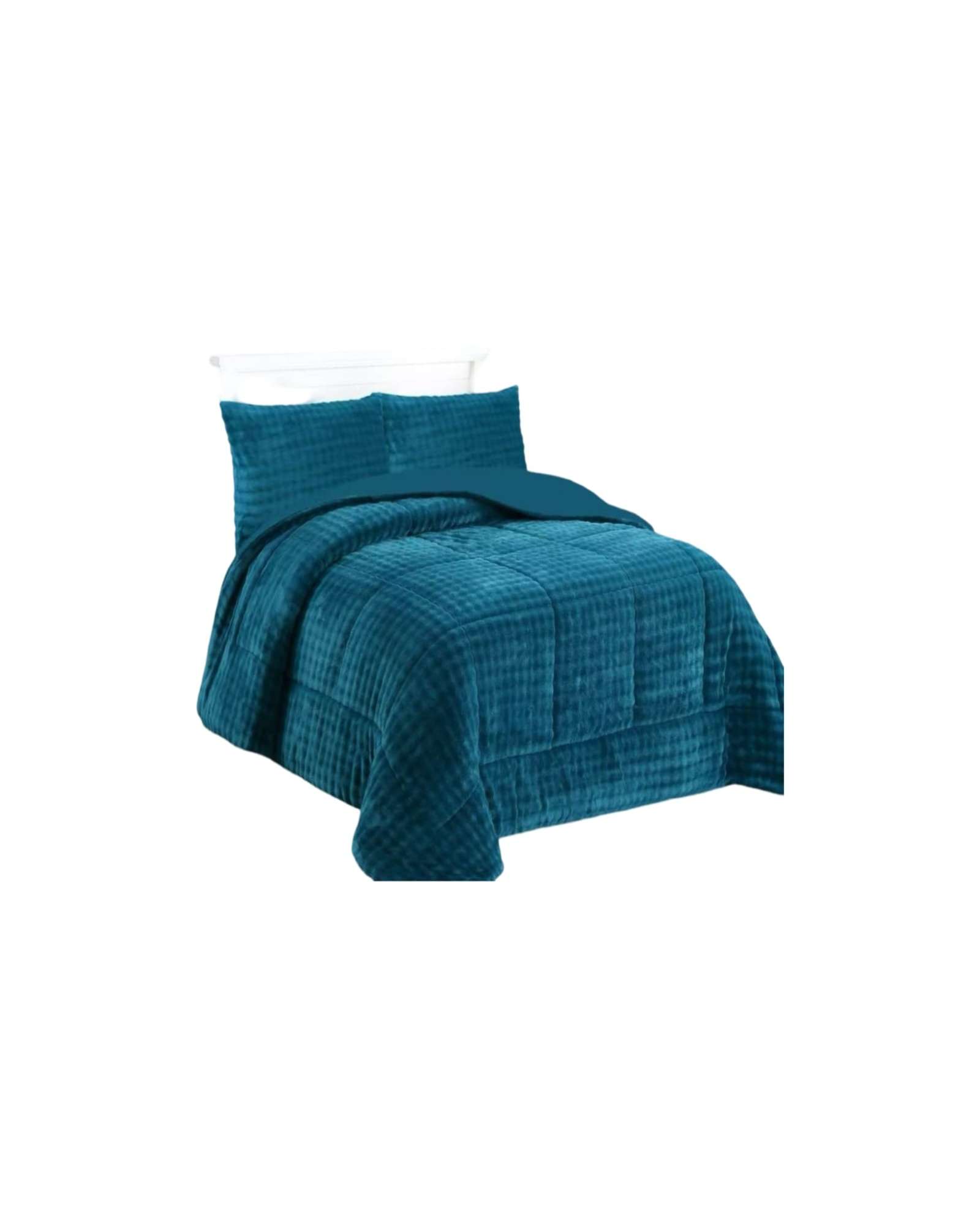 CUBRECAMA CON CHIPORRO CON RELIEVE 2P TURQUESA - 3