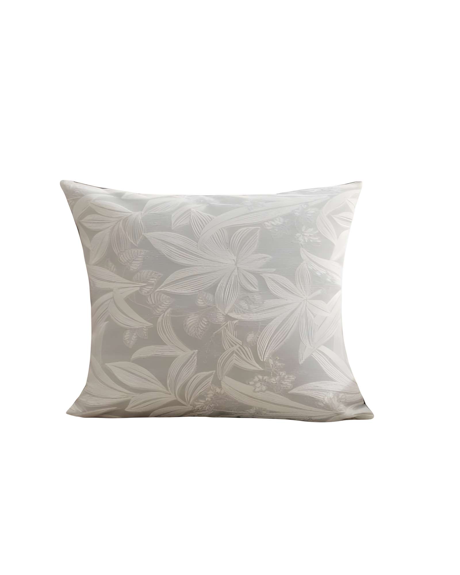 SET DE 4 FUNDAS PELUDAS DE HOJAS 45X45 GRIS - 1