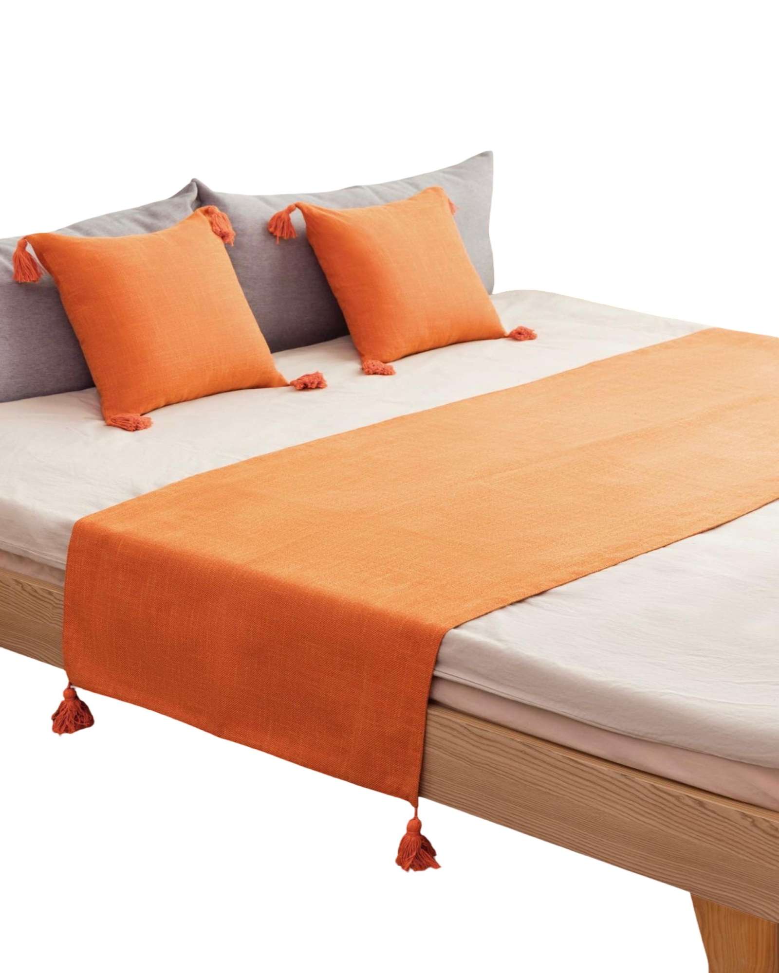 PIECERA MAS 2 FUNDAS CON POMPONES NARANJA - 1