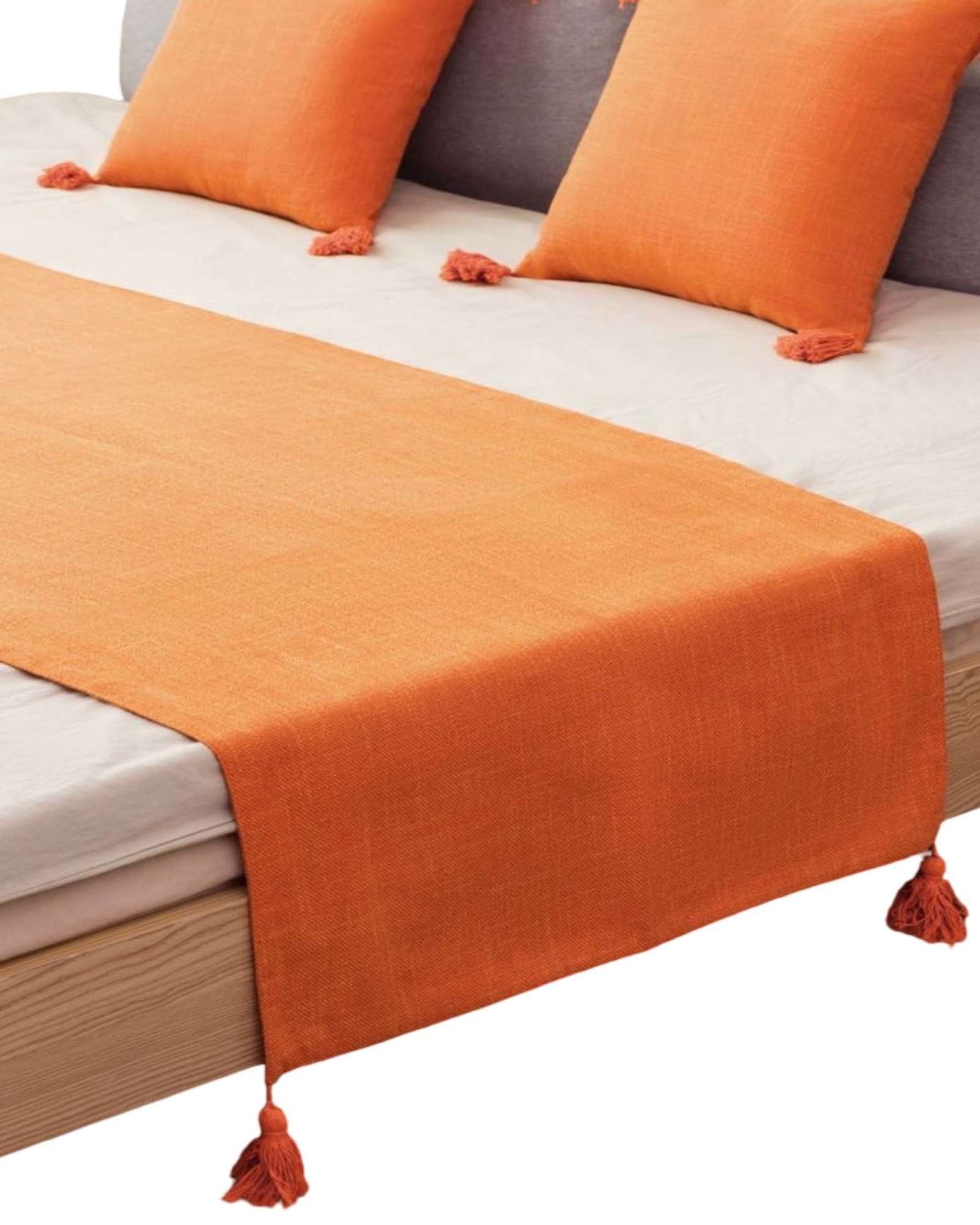 PIECERA MAS 2 FUNDAS CON POMPONES NARANJA - 2