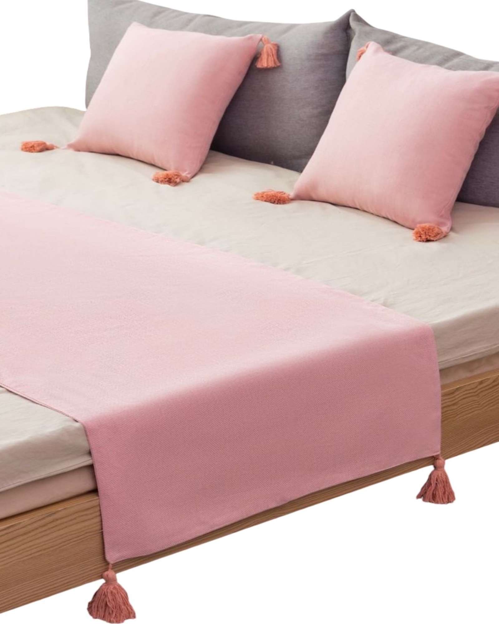PIECERA SIN FUNDAS CON POMPONES ROSA - 2