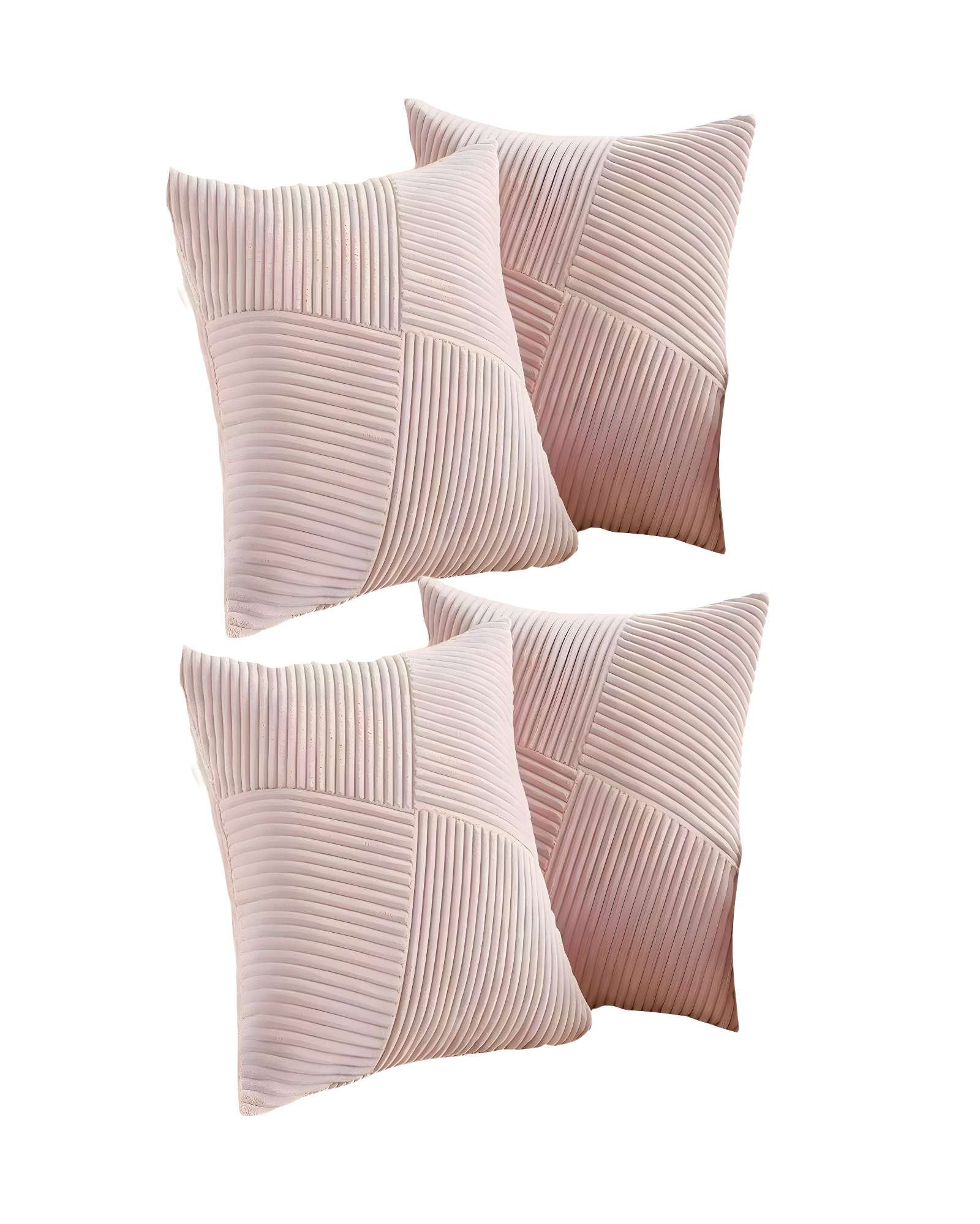 PACK DE 4 FUNDAS DE COJIN FELPA ROSA - 1
