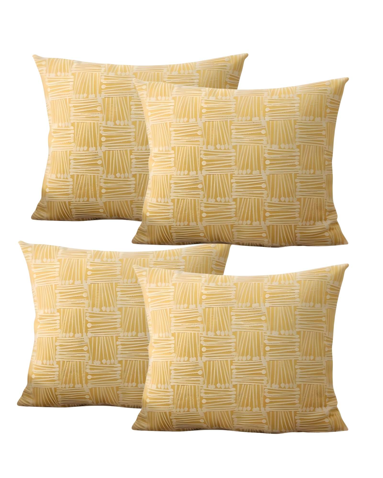PACK DE 4 FUNDAS DE COJIN CUADROS EN COLOR AMARILLO - 2