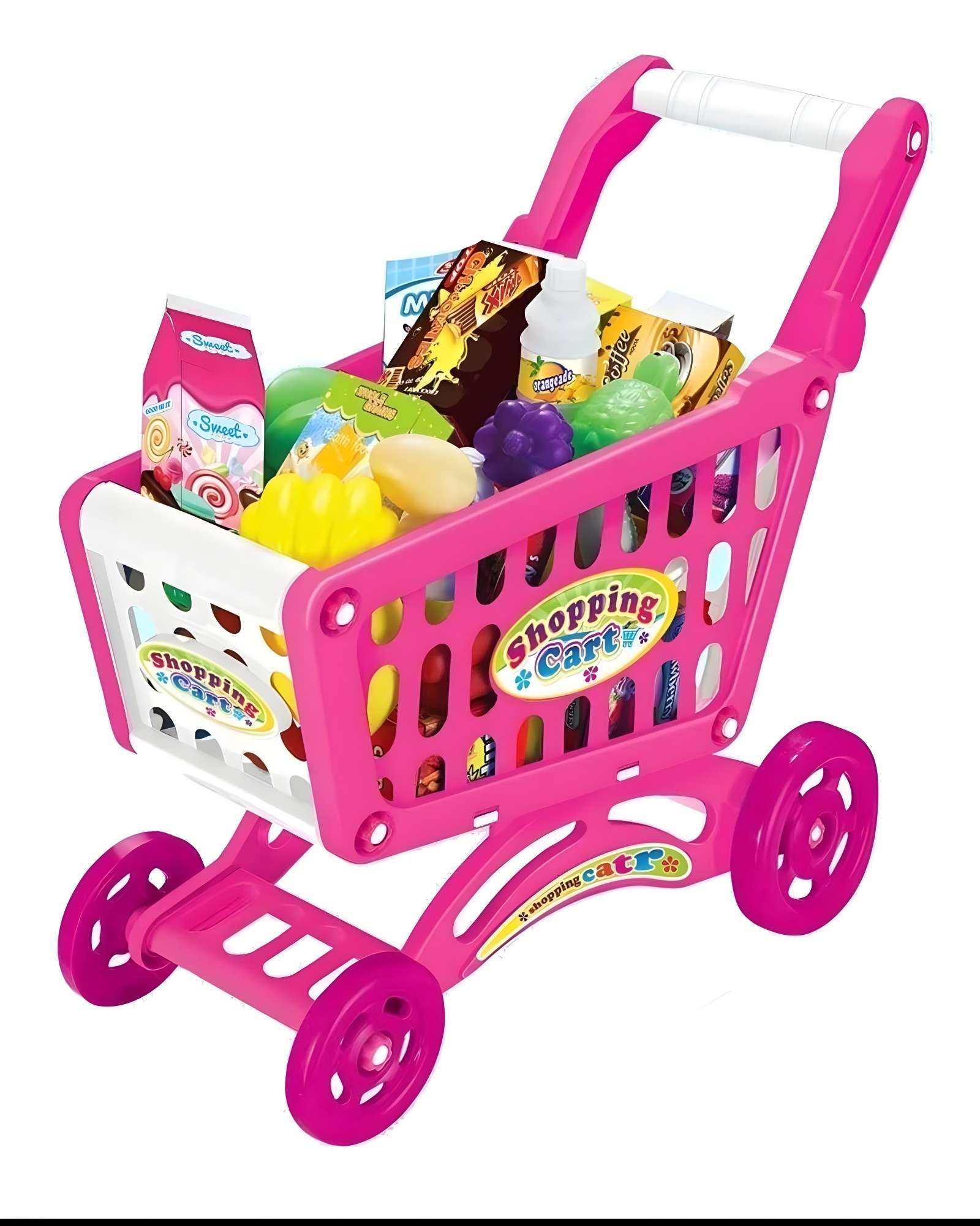JUGUETE CARRITO DE COMPRAS 56 PZAS ROSADO - 1