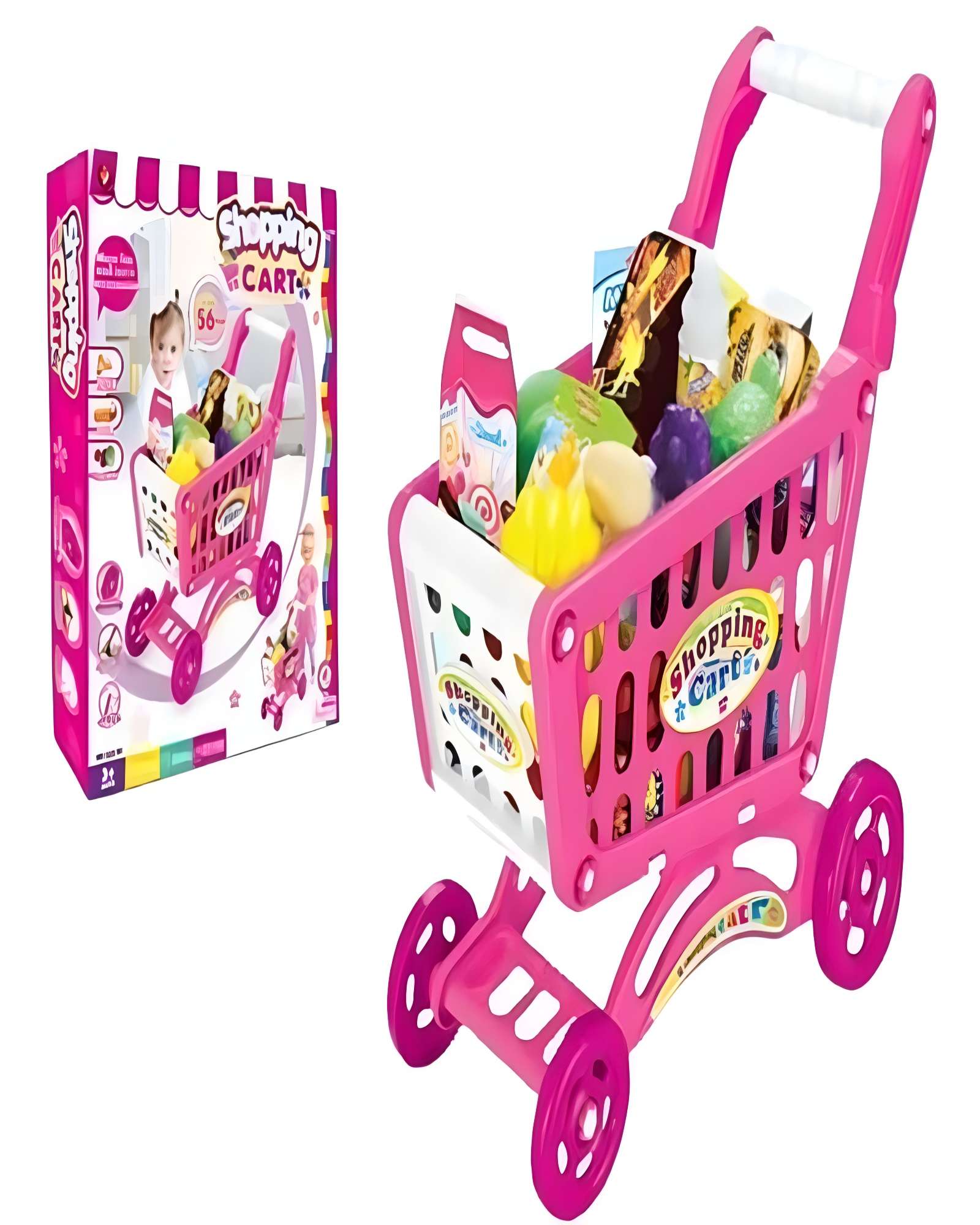 JUGUETE CARRITO DE COMPRAS 56 PZAS ROSADO - 2